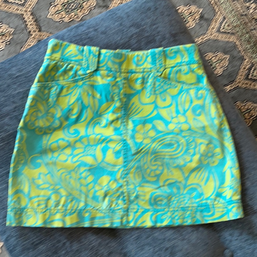 Lilly Pulitzer A-Line Skirt Blue Green cotton sz 0